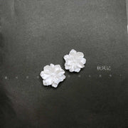 French white flower earrings S925 silver needle gentle temperament earrings - wallojewerly 