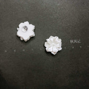 French white flower earrings S925 silver needle gentle temperament earrings - wallojewerly 