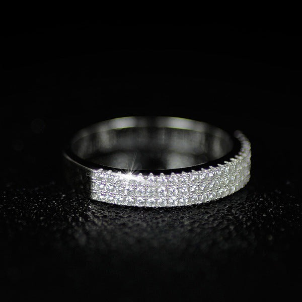 White zircon pave ring for women, daily versatile ring hand jewelry