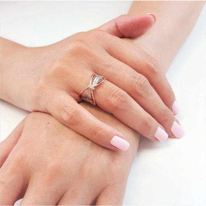 Anillo de circonita con flor floreciente, joyería para mujer