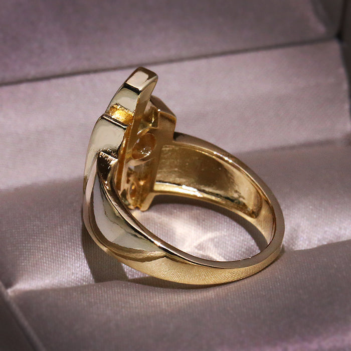 Gold geometric rings, popular European and American rings,  zircon-plated jewelry