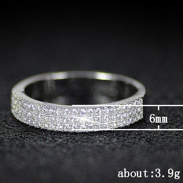 White zircon pave ring for women, daily versatile ring hand jewelry