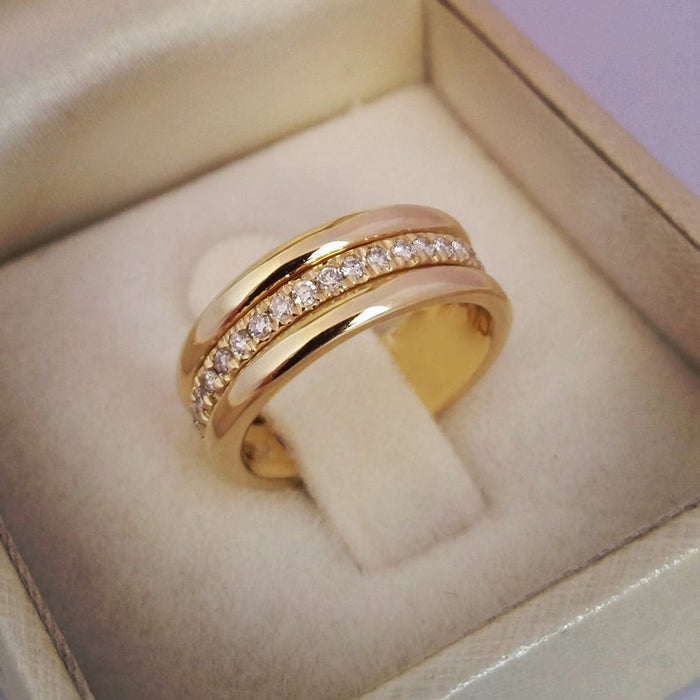 Simple gold copper plated fashionable ring