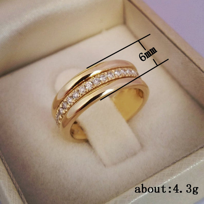 Simple gold copper plated fashionable ring