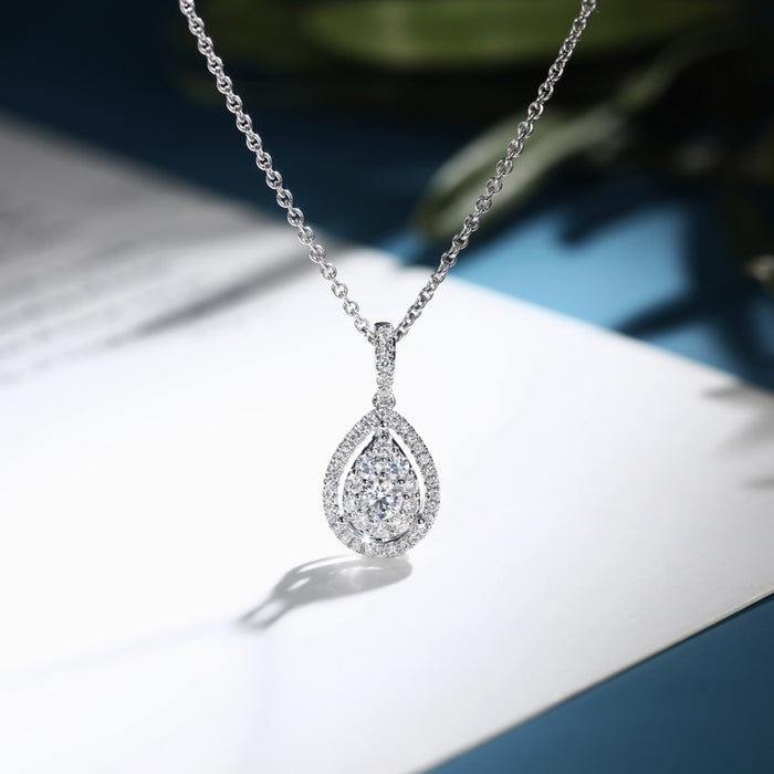 Full diamond teardrop-shaped zircon necklace