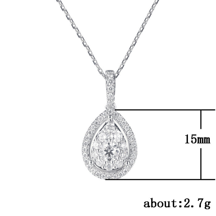 Full diamond teardrop-shaped zircon necklace