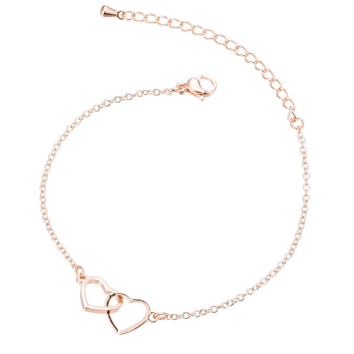 Double peach heart bracelet, stainless steel simple Mother's Day bracelet niche design wholesale