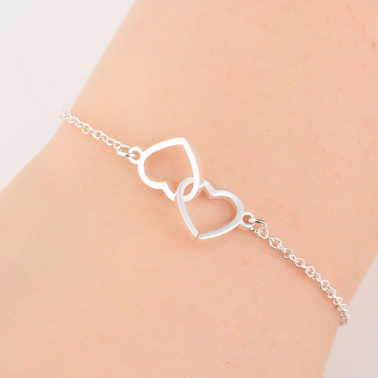 Double peach heart bracelet, stainless steel simple Mother's Day bracelet niche design wholesale