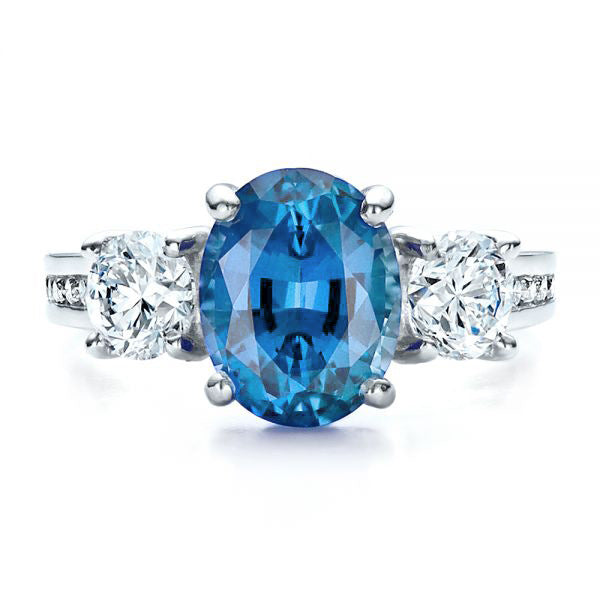 Anillo de mujer de circonita azul de moda directo