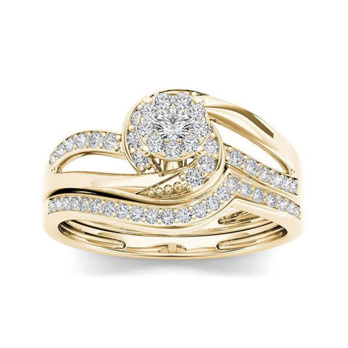 Six-claw simulated diamond ring classic wedding ring