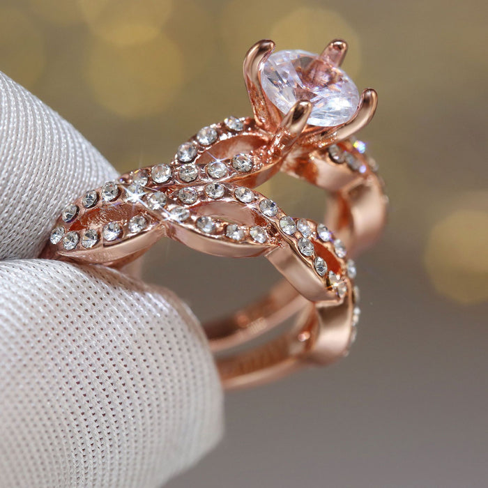 Women's zircon rose gold ring luxury couple ring