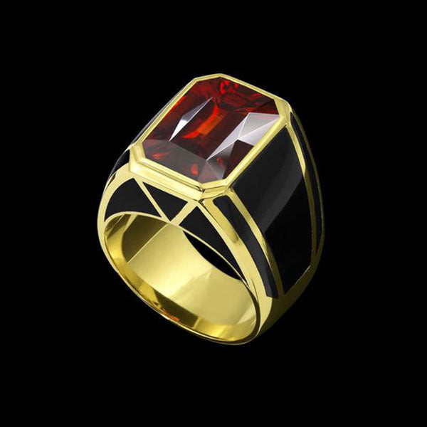 Fashionable imitation red gemstone ring