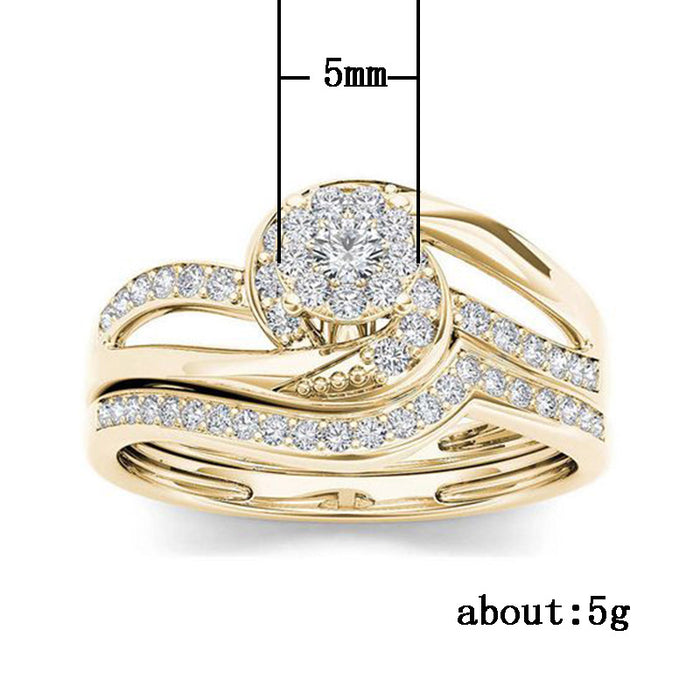 Six-claw simulated diamond ring classic wedding ring