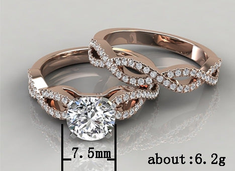 Women's zircon rose gold ring luxury couple ring