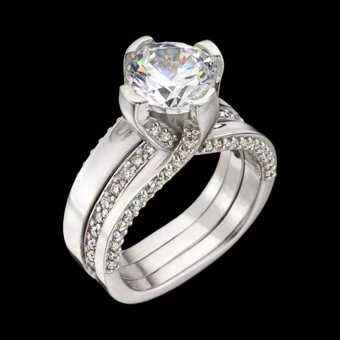 Zircon ring engagement wedding luxury couple ring