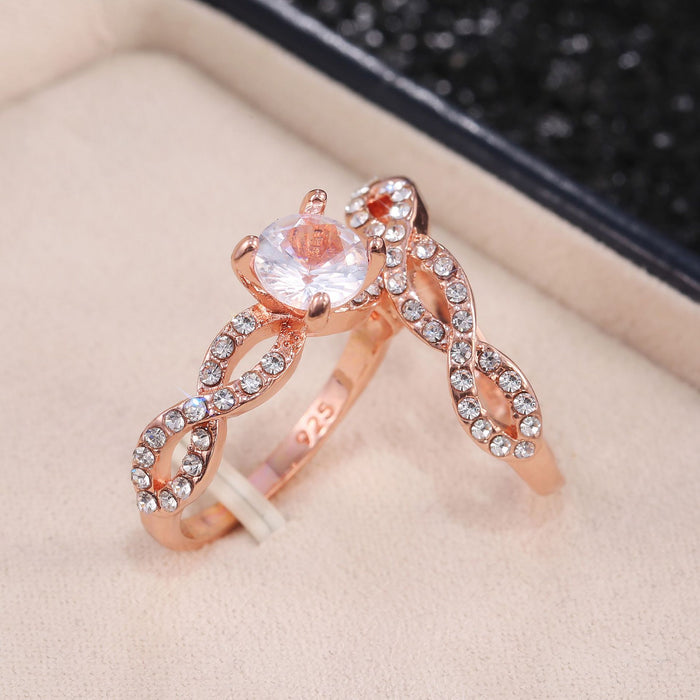 Women's zircon rose gold ring luxury couple ring