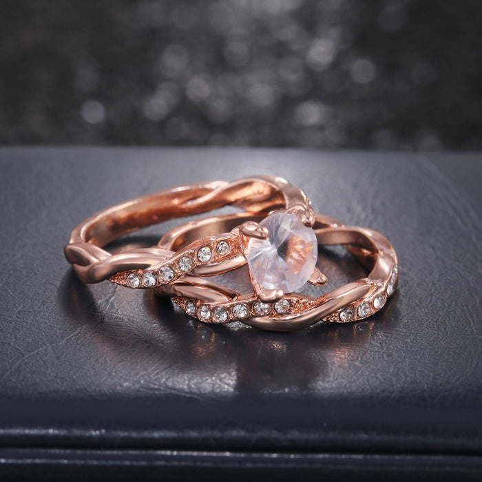 Anillo de pareja de circonitas de moda anillo de cobre de oro rosa