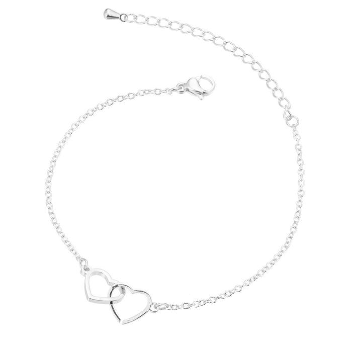 Double peach heart bracelet, stainless steel simple Mother's Day bracelet niche design wholesale