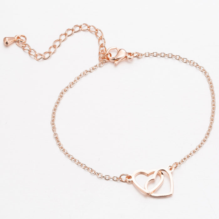 Double peach heart bracelet, stainless steel simple Mother's Day bracelet niche design wholesale