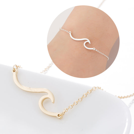 Wave wave necklace bracelet, European and American summer fashion simple jewelry wholesale