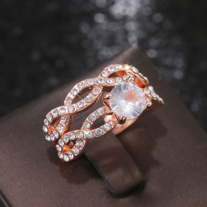 Women's zircon rose gold ring luxury couple ring