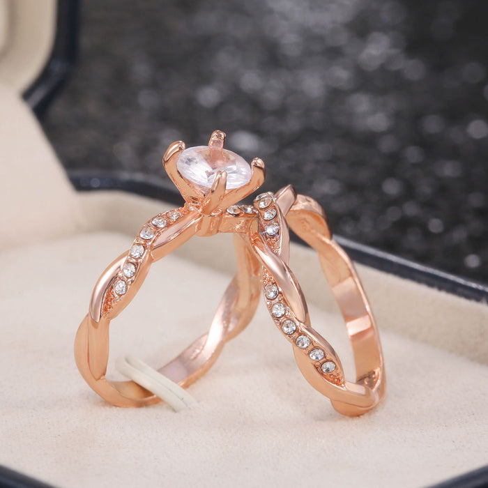 Anillo de pareja de circonitas de moda anillo de cobre de oro rosa