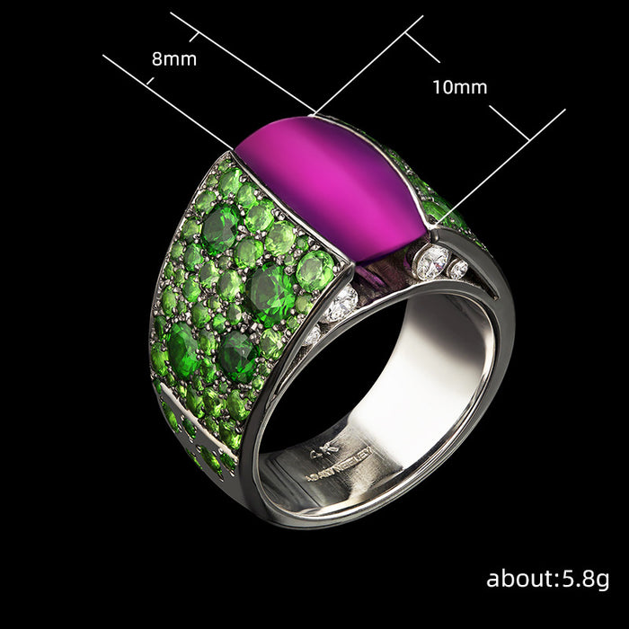 Temperamental lady imitation purple gemstone two-color ring