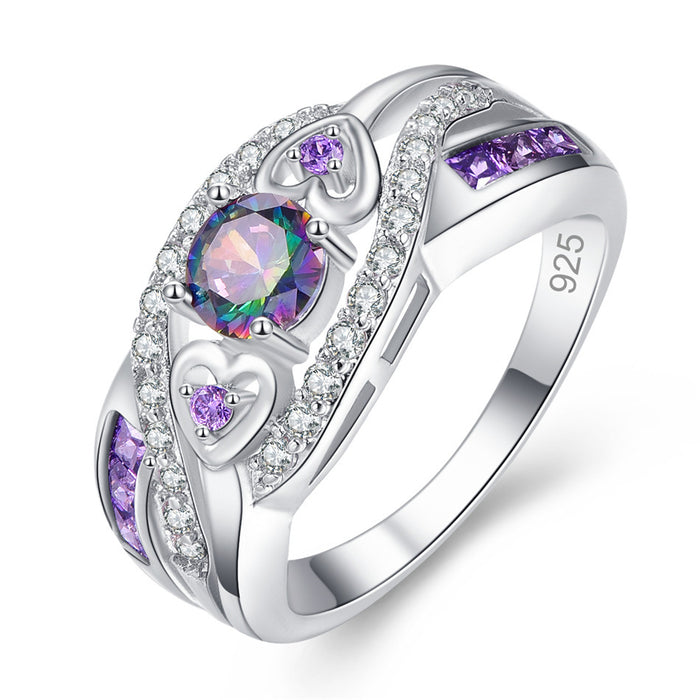 Heart-shaped amethyst ring colored zircon ring bracelet