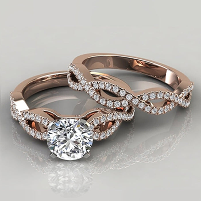 Women's zircon rose gold ring luxury couple ring