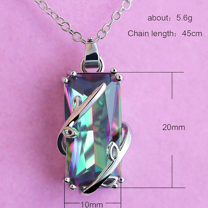 Colored anti-zircon necklace European and American topaz leaf necklace