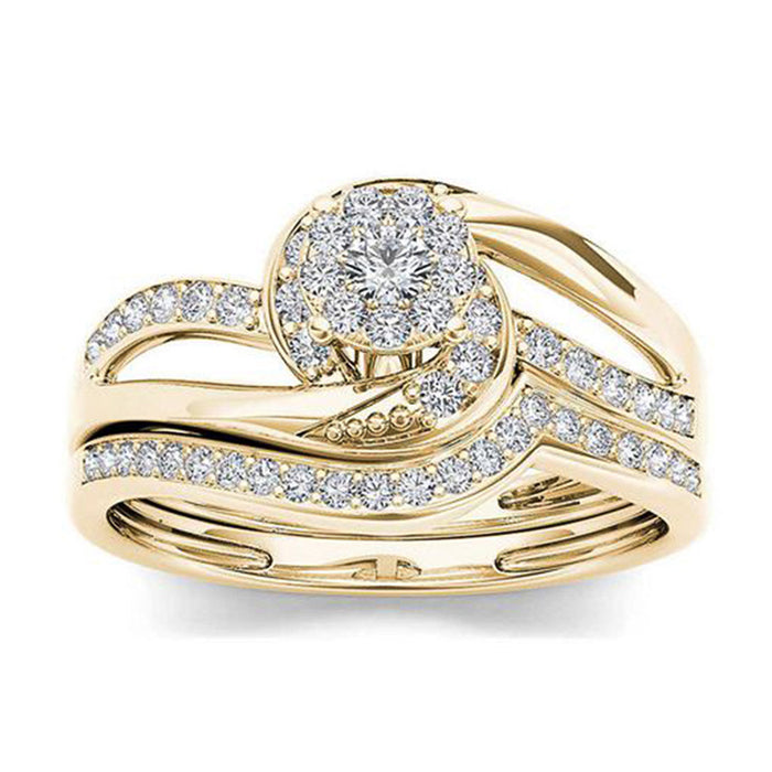 Six-claw simulated diamond ring classic wedding ring