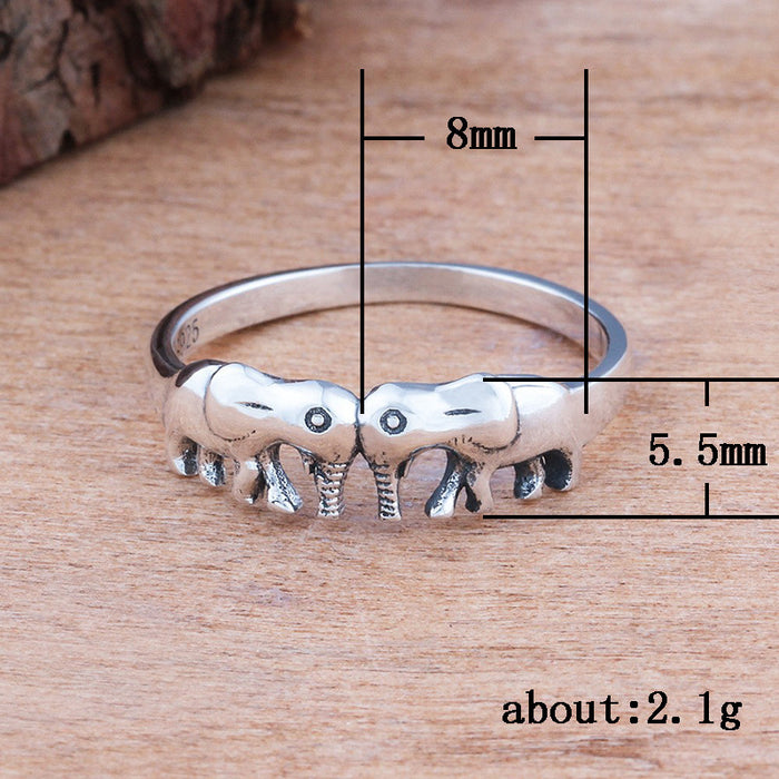 Electroplating elephant unisex ring