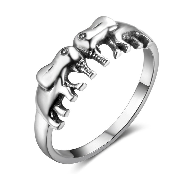 Electroplating elephant unisex ring