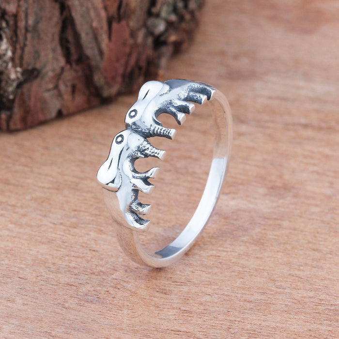 Electroplating elephant unisex ring