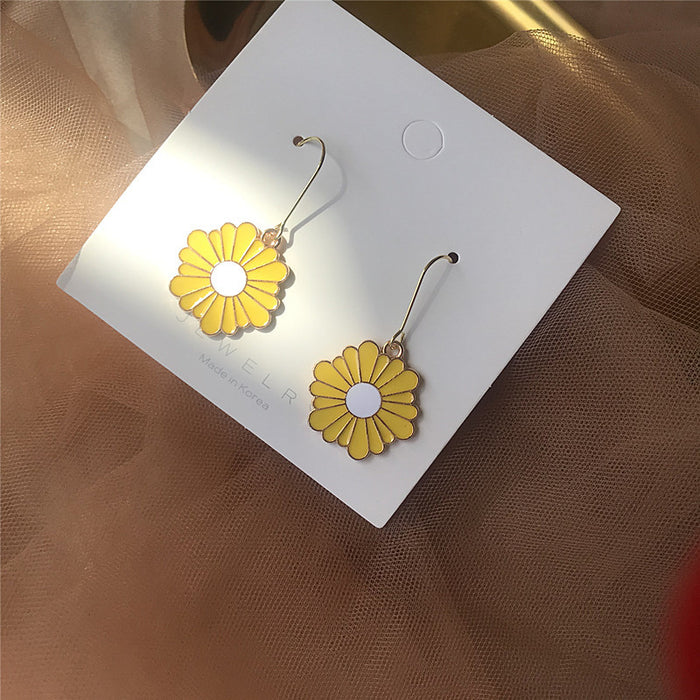 Colorful Daisy Earrings S925 Silver Needle Korean Dongdaemun Style Earrings