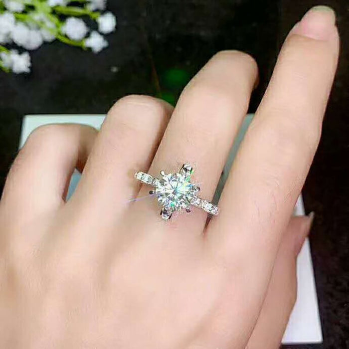 Anillo princesa de circonitas redondas, joyería para mujer