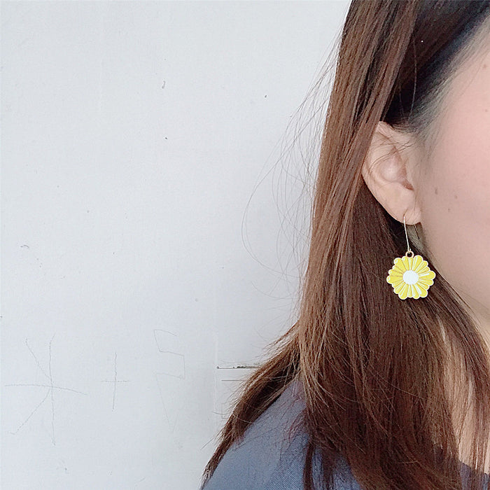 Colorful Daisy Earrings S925 Silver Needle Korean Dongdaemun Style Earrings