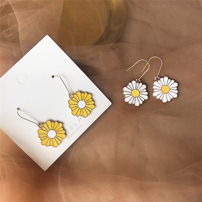 Colorful Daisy Earrings S925 Silver Needle Korean Dongdaemun Style Earrings