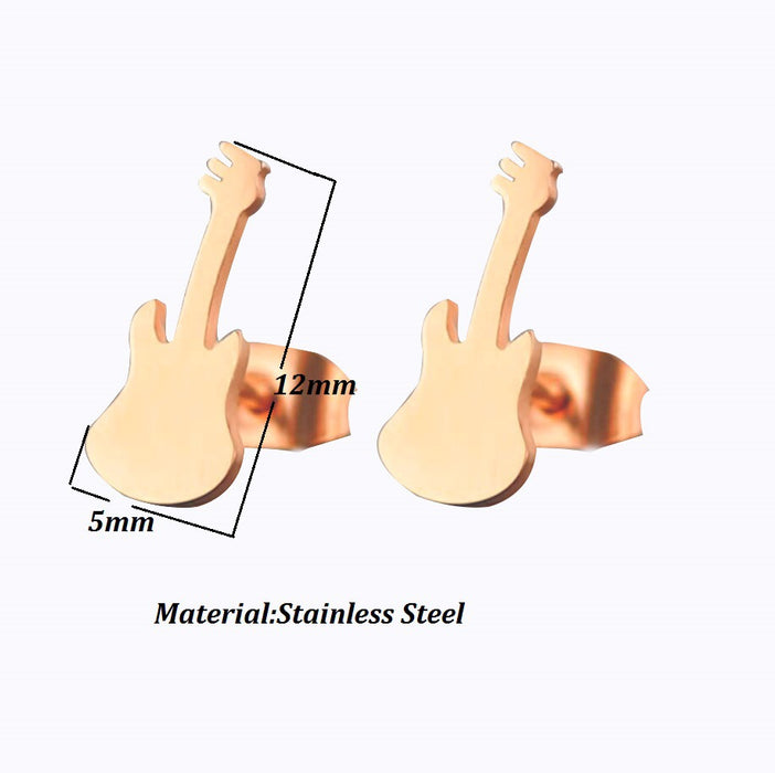 Pendientes de acero inoxidable con forma de violín: joyas musicales sencillas y elegantes