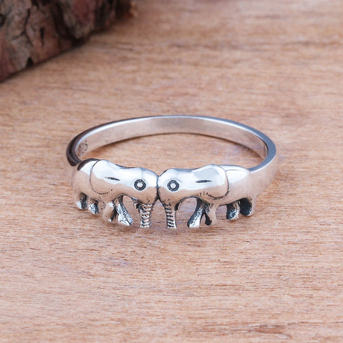 Electroplating elephant unisex ring