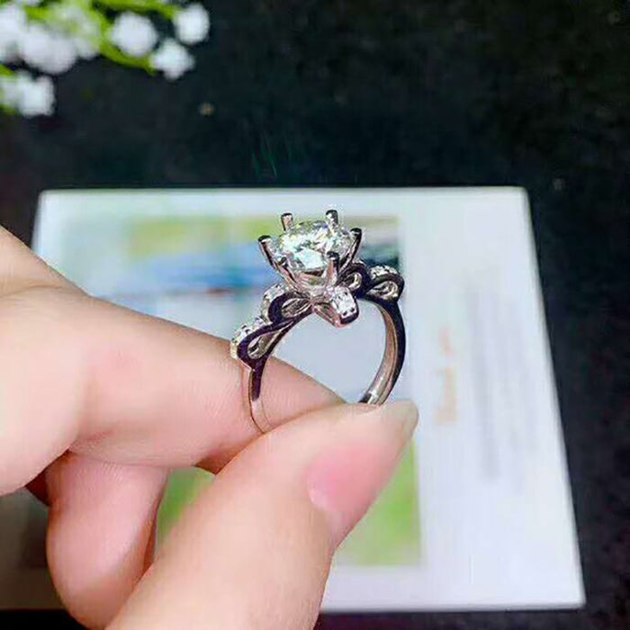 Anillo princesa de circonitas redondas, joyería para mujer