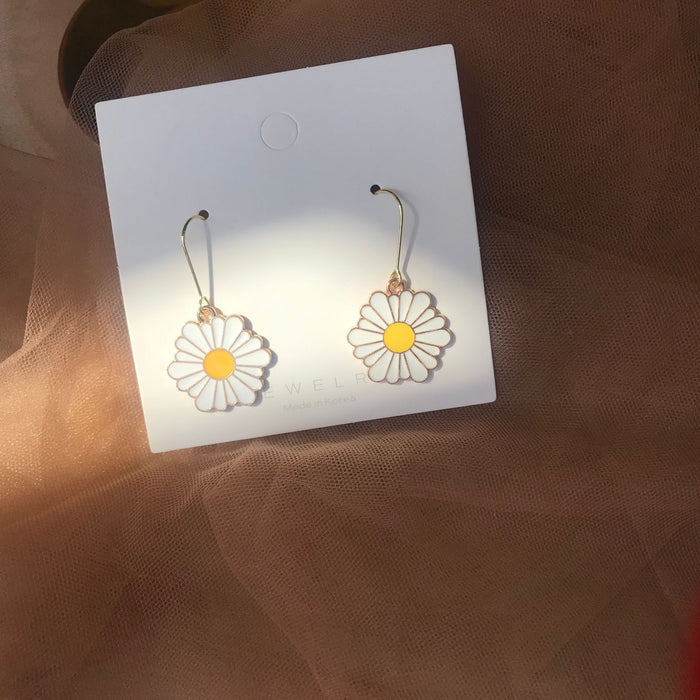 Colorful Daisy Earrings S925 Silver Needle Korean Dongdaemun Style Earrings