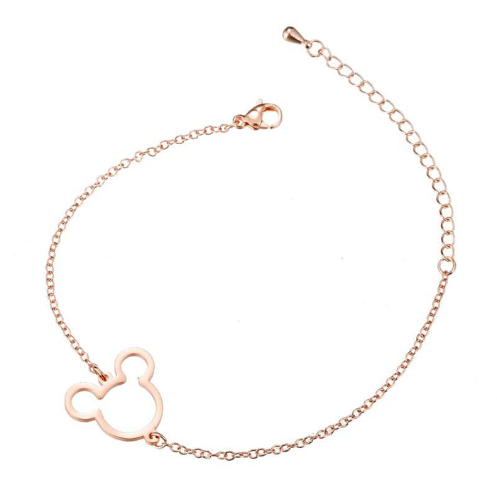 Mouse head double peach heart airplane bracelet, European and American geometric hollow jewelry wholesale