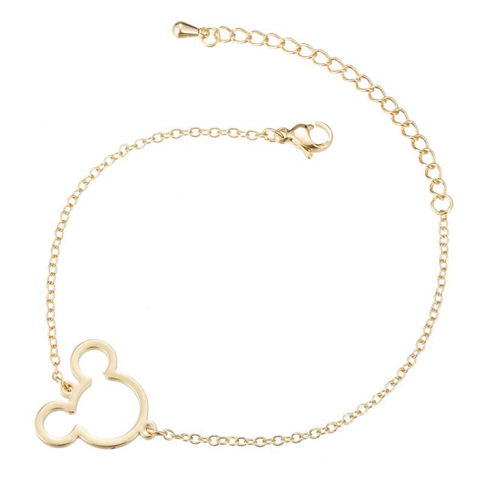 Mouse head double peach heart airplane bracelet, European and American geometric hollow jewelry wholesale