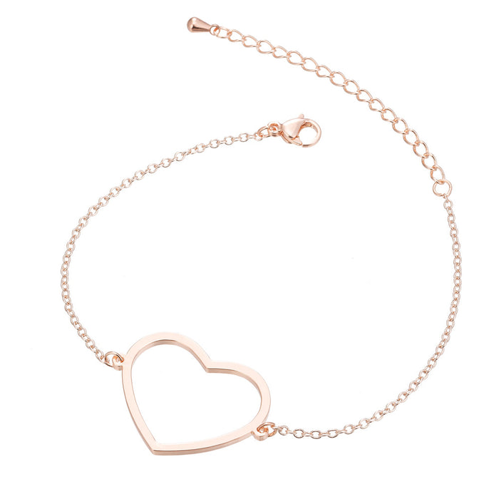 Mouse head double peach heart airplane bracelet, European and American geometric hollow jewelry wholesale