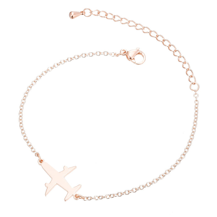 Mouse head double peach heart airplane bracelet, European and American geometric hollow jewelry wholesale