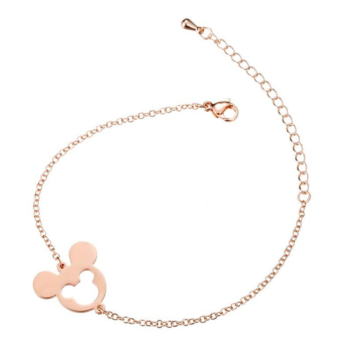 Mouse head double peach heart airplane bracelet, European and American geometric hollow jewelry wholesale