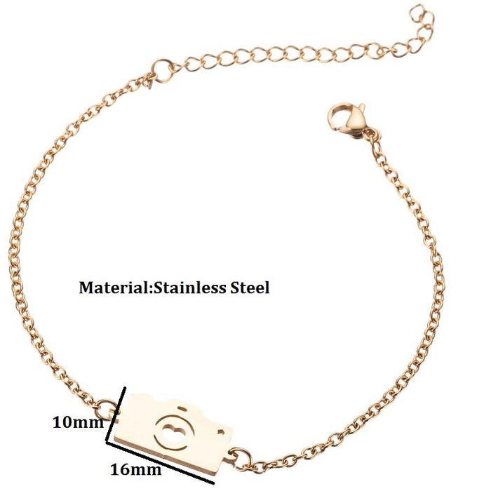 Stainless steel camera bracelet, couple peach heart jewelry wholesale