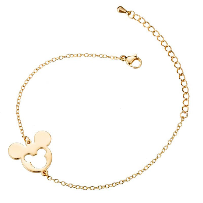 Mouse head double peach heart airplane bracelet, European and American geometric hollow jewelry wholesale