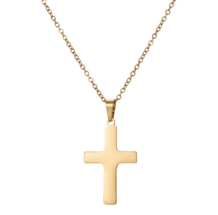 Cross pendant necklace earrings three-piece set, Korean mini simple cross-border accessories